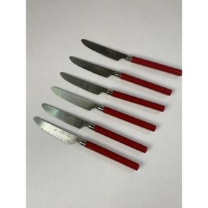 Totally Today RED Plastic Handle Stainless Flatware - Six pieces Butter Knifers